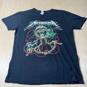 Metallica 2018-2019 Tour T-Shirt Black Skeleton‎ Graphic Band Tee Mens Large